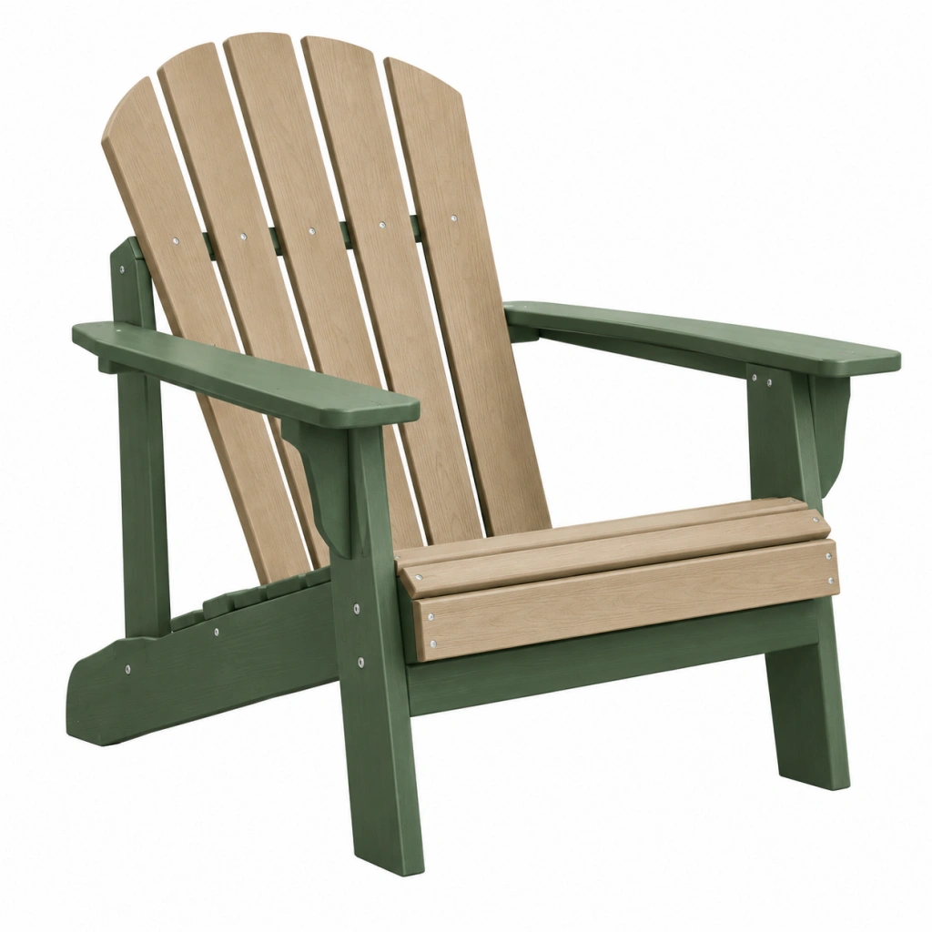 Adirondack Gartenstuhl 83 x 79 x 92 cm aus Kunststoff Grün/Natur mit breiten Armlehnen