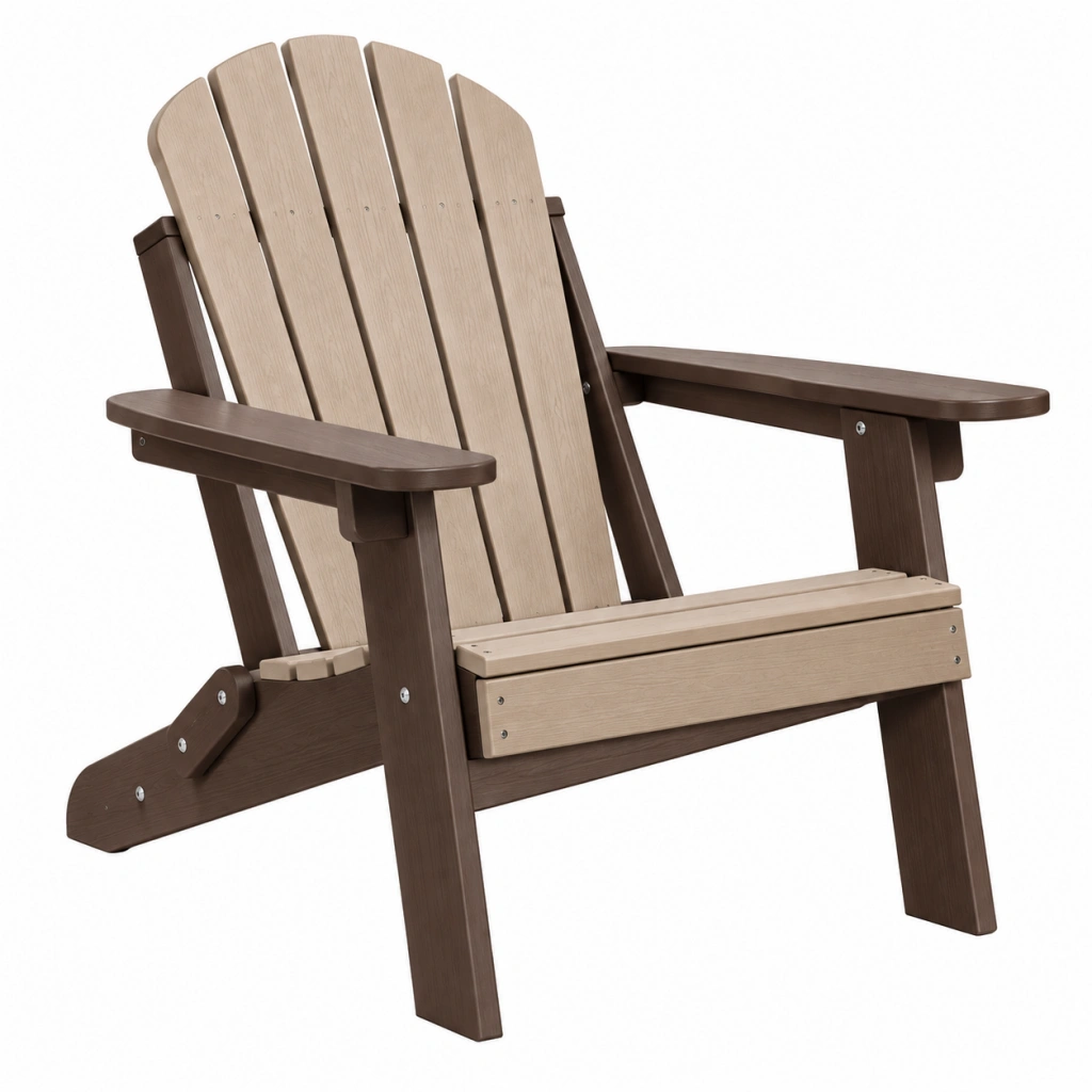 Adirondack Gartenstuhl 83 x 78 x 98 cm Kunststoff Beige Braun mit Armlehnen