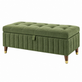 Sitzbank mit Stauraum 100 x 45 x 48 cm grüner Stoff gepolstert getuftet