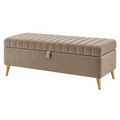 Polsterbank 120 x 45 x 48 cm Samt Taupe mit Stauraum und Metallfüßen