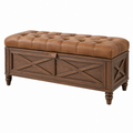 Sitzbank mit Stauraum 120 x 45 x 50 cm Braun Kunstleder Holz - Chesterfield-Stil