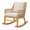 Schaukelstuhl 70 x 95 x 100 cm aus Holz und Rattan in Naturbeige mit Armlehnen