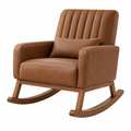 Schaukelstuhl 84 x 92 x 98 cm braun Bezug in Lederoptik Holzgestell Retro