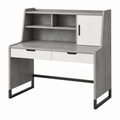 Schreibtisch 100 x 50 x 120 cm aus Holzwerkstoff in Grau Weiß mit Regal und Schubladen