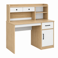 Schreibtisch 100 cm Holzwerkstoff Eichefarben Weiß mit Stauraum modern