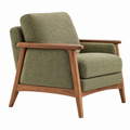 Sessel 78 x 82 x 86 cm mit Textilbezug in Olivgrün und Holzgestell im Mid-Century-Stil