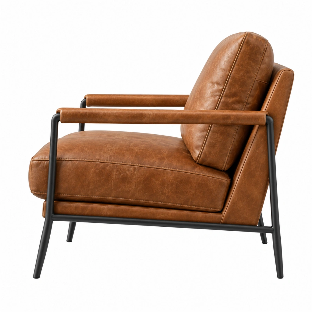 Sessel 76 x 82 x 86 cm Kunstleder Braun mit Metallgestell im Industriestil