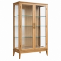 Vitrine 100 x 45 x 180 cm aus Holz und Glas in Natur - zweitägiger Stauraum im skandinavischen Stil