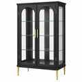 Vitrine 90 x 40 x 180 cm Schwarz Glas Holz Metall für Wohnzimmer mit Glastüren