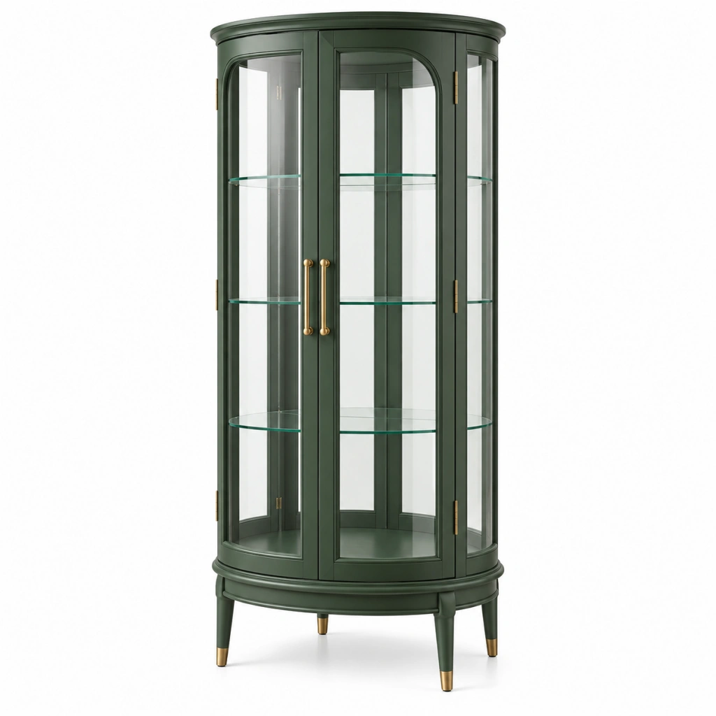 Vitrine 85 x 45 x 190 cm aus Holzwerkstoff und Glas Grün mit 2 Türen